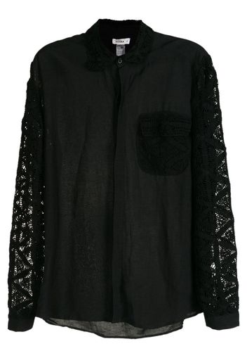 Amir Slama crochet-detail long-sleeved shirt - Black