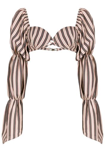 Amir Slama stripe-print cropped blouse - Multicolour