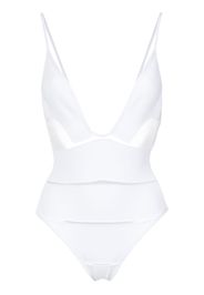 Amir Slama deep V-neck swimsuit - White