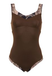 Amir Slama panelled swimsuit - Brown