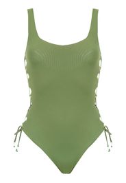 Amir Slama lace up detail swimsuit - Green