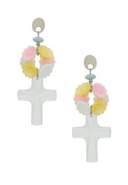 clear cross earrings