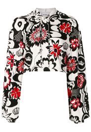 Amir Slama floral-print cropped hoodie - White