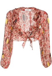 Amir Slama floral-print cropped blouse - Multicolour