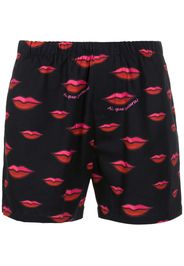 Amir Slama lips-pattern cotton shorts - Black