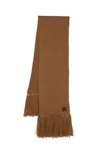 AMIRI logo-embroidered cashmere scarf - Brown