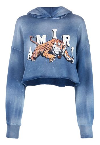 AMIRI logo-print cropped hoodie - Blue