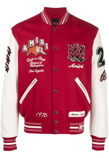 AMIRI logo-patch varsity jacket - Red