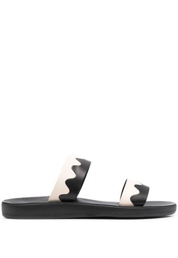 Ancient Greek Sandals Paralia two-tone leather slides - Black