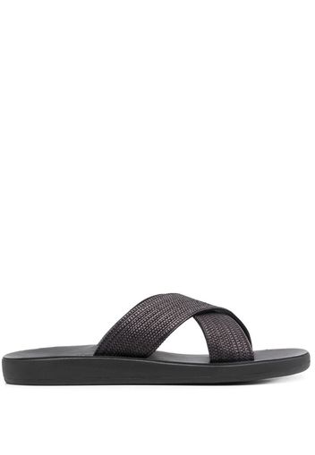 Ancient Greek Sandals Kritonas Comfort cross-strap slides - Black