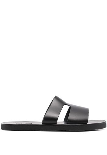 Ancient Greek Sandals Apteros cut-out leather slides - Black