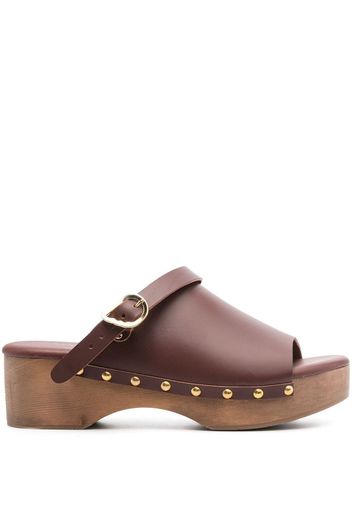 Ancient Greek Sandals buckled leather clogs - Brown