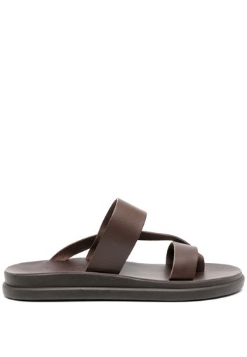 Ancient Greek Sandals Simos leather slides - Brown