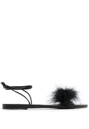 Ancient Greek Sandals Choros Marabu feather leather sandals - Black