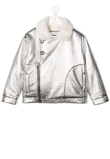 metallic biker jacket