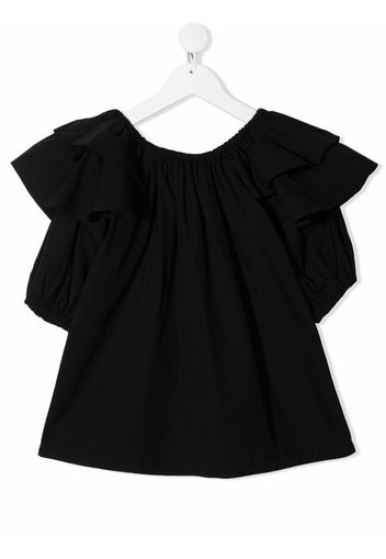 Andorine ruffle short-sleeve blouse - Black
