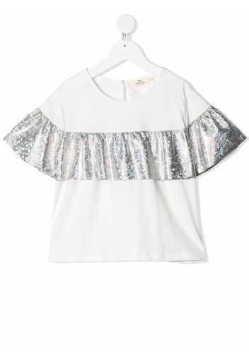 Andorine ruffle short-sleeve blouse - White