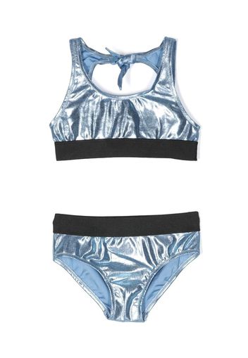 Andorine metallic-effect bikini set - Blue