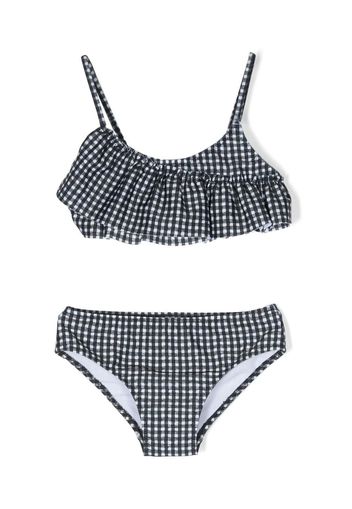 Andorine check-pattern bikini set - White