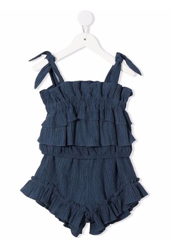 Andorine ruffled shorts set - Blue