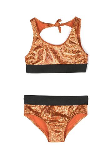 Andorine metallic-effect bikini set - Orange