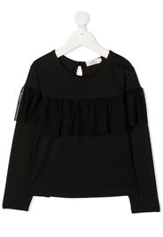 frilled tulle detail sweatshirt