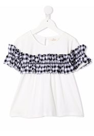 Andorine gingham-ruffle top - White