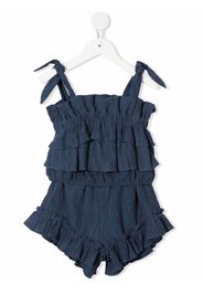 Andorine ruffled shorts set - Blue