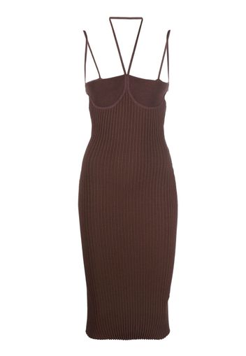 ANDREADAMO halterneck fitted dress - Brown