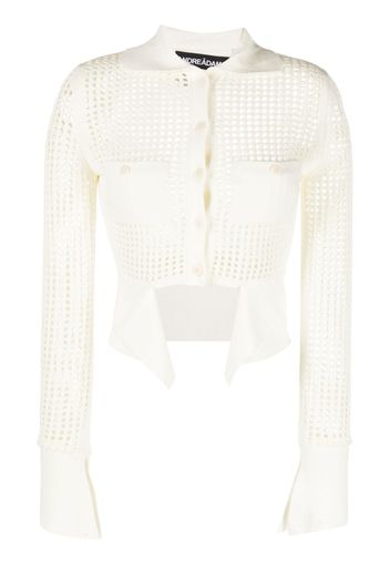 ANDREĀDAMO open-knit panelled cardigan - White