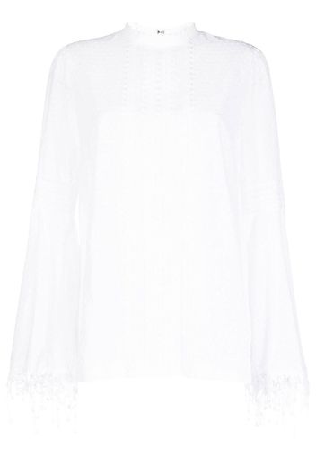 Andrew Gn lace-trim long-sleeve blouse - White