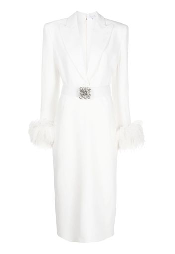 Andrew Gn crystal-embellished feather-trim dress - White