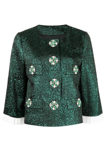 Andrew Gn crystal-embellished cropped jacket - Green