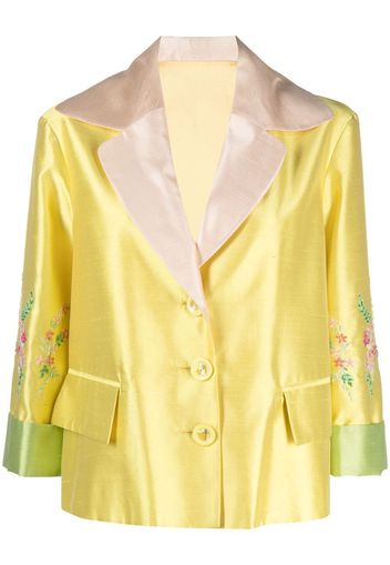 A.N.G.E.L.O. Vintage Cult 1990s floral embroidery single-breasted jacket - Yellow