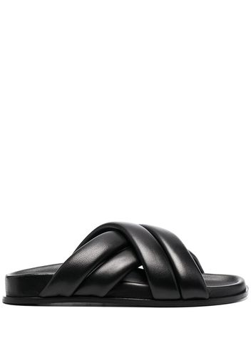 ANINE BING Lizzie leather cross-strap slides - Black