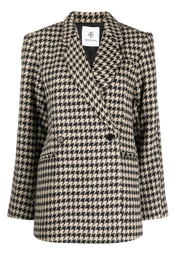 ANINE BING Kaia houndstooth double-breasted blazer - Black