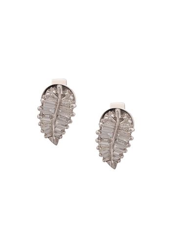 Anita Ko 18kt white gold small palm leaf diamond studs - Silver