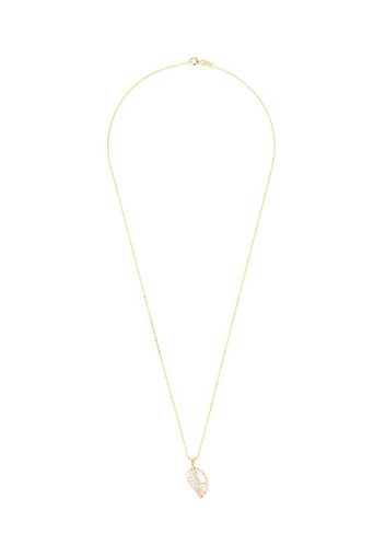 18kt yellow gold palm leaf diamond pendant necklace