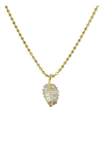 18kt yellow gold small diamond palm leaf necklace