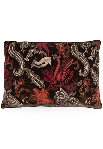 Anke Drechsel floral-embroidered silk-velvet cushion - Blue