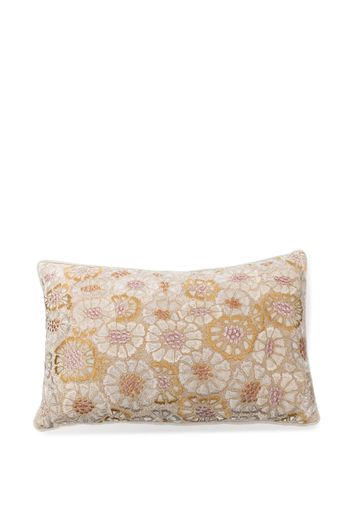 Anke Drechsel floral-embroidered silk-velvet cushion - White