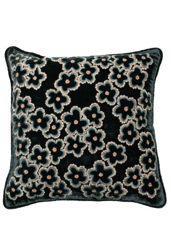 Anke Drechsel floral-embroidered silk-velvet cushion - Green