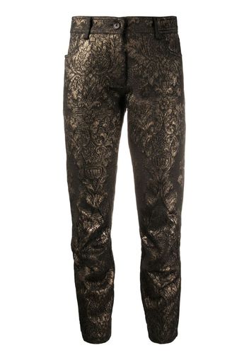 cropped metallic thread trousers