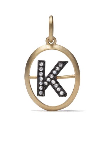 18yellow gold diamond initial K pendant