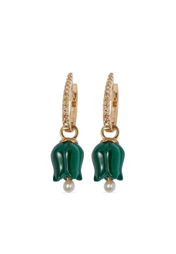 Annoushka 18kt yellow gold Tulip diamond and malachite drop earrings