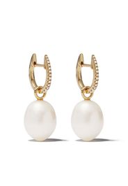 18ct Gold Brown Diamond Baroque Pearl Earrings