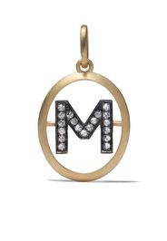 18kt yellow gold diamond initial M pendant