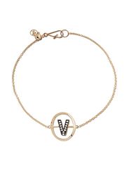 18kt yellow gold diamond initial V bracelet