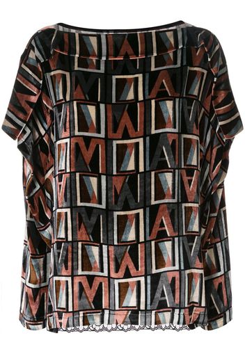 Antonio Marras initial logo print lace detail blouse - Black