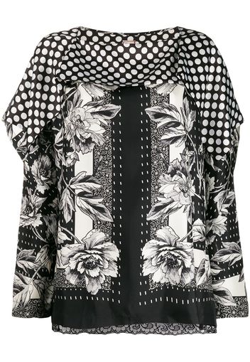 Antonio Marras flower-print silk blouse - Black